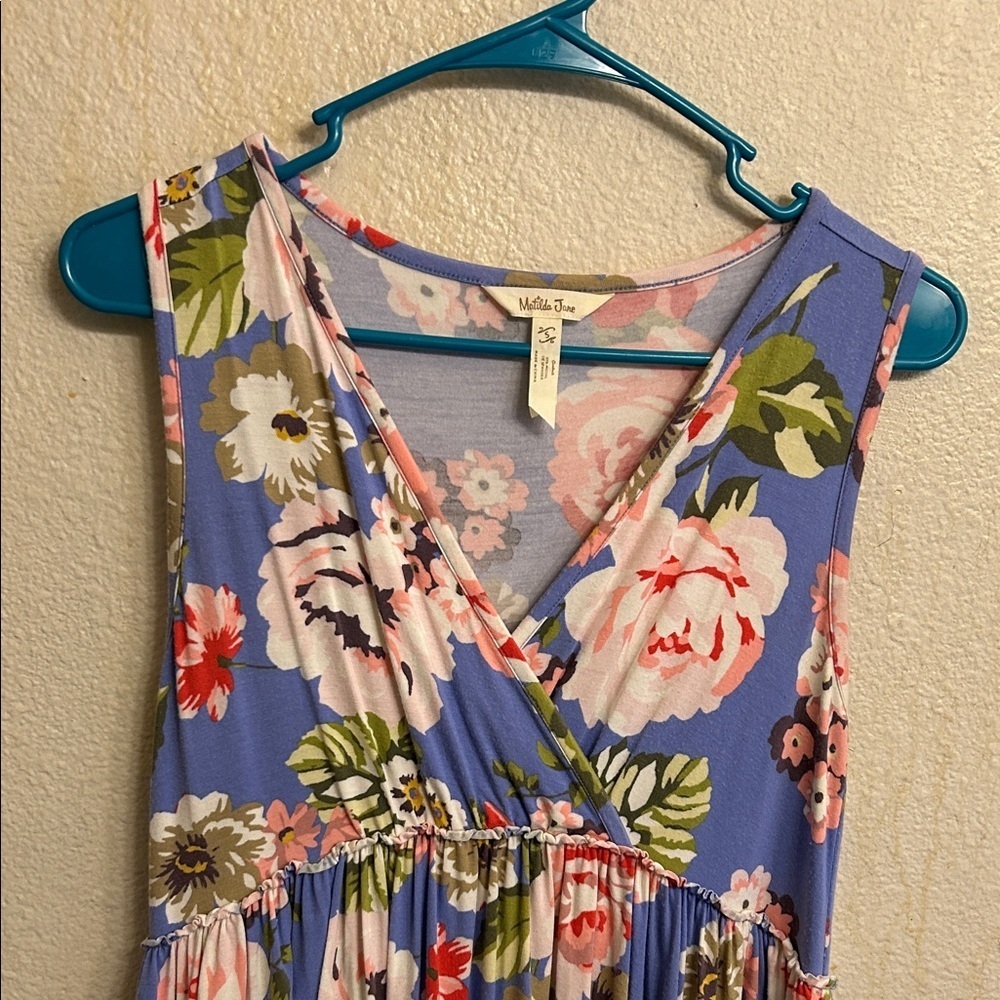Matilda Jane Women Blue Floral Sleeveless Dress Size Small - Picture 4 of 8